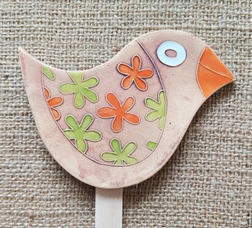 Keramický zápich ptáček 02