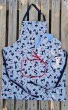 Dárkové balení - zástěra + chňapky - kočky režné