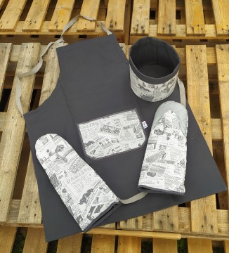 Pánský grilovací set - noviny+šedá